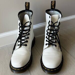 Dr. Martens White 1460 Smooth Leather Lace Up Boots